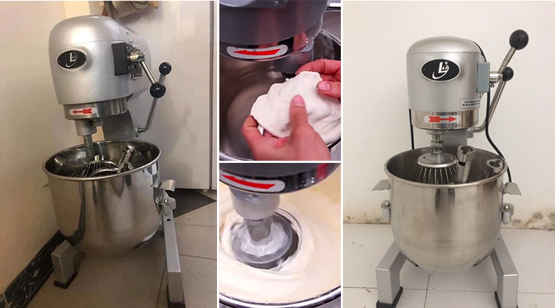 Khách hàng sử dụng máy đánh kem trứng trộn bột