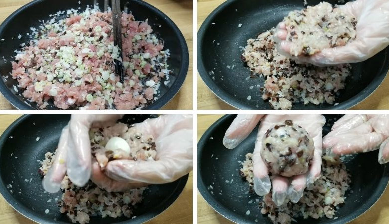 Cách làm bánh giò nhân thịt có trứng cút