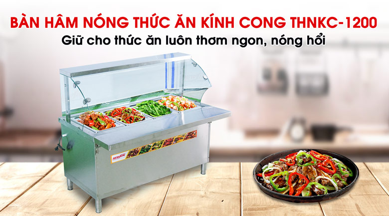 Tủ hâm nóng đồ ăn kính cong KC-1200 - Giải pháp giữ nóng thức ăn hiệu quả hàng đầu