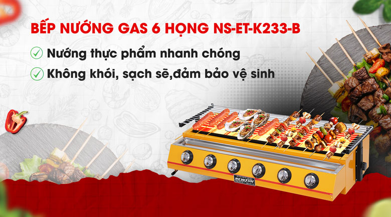 Bếp nướng gas 6 họng NS-ET-K233-B chất lượng, giá tốt