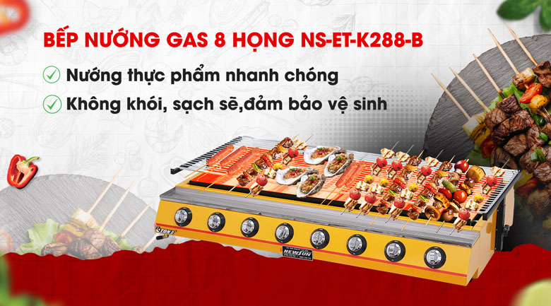 Bếp nướng gas 8 họng NS-ET-K288-B chất lượng, giá tốt