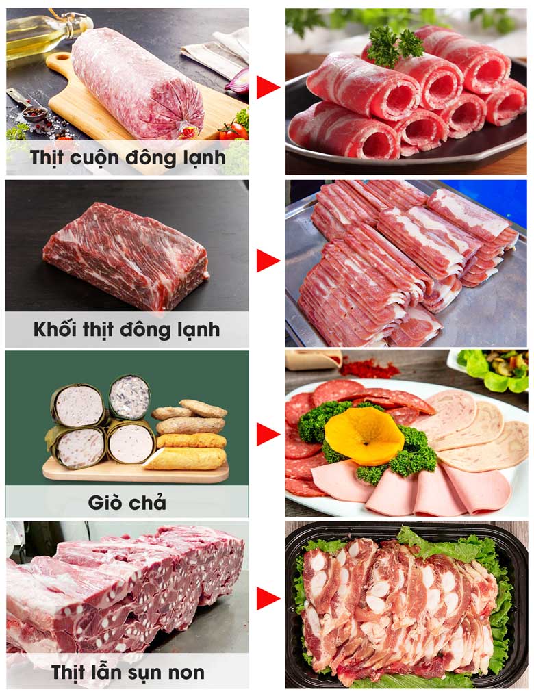 Cắt thái được đa dạng các loại thịt, thực phẩm