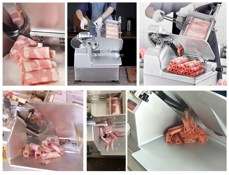 Hình ảnh thực tế sử dụng máy cắt thịt QH-300AS