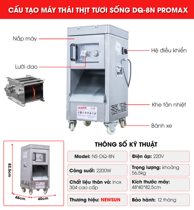 Cấu tạo máy thái thịt DQ-8N