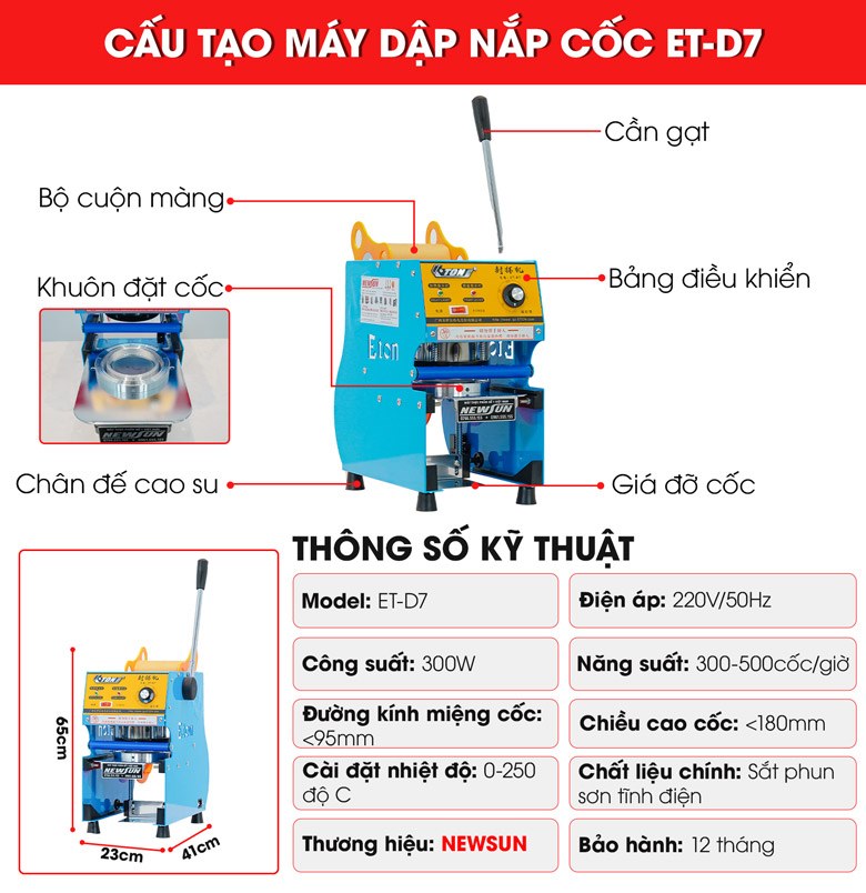 Cấu tạo máy dập cốc ET-D7