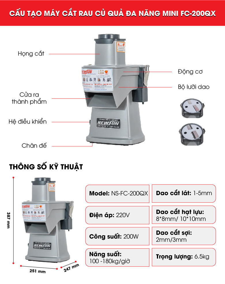 Ảnh chi tiết cấu tạo máy thái rau củ quả đa năng FC-200QX Ảnh chi tiết cấu tạo máy thái rau củ quả đa năng FC-200QX
