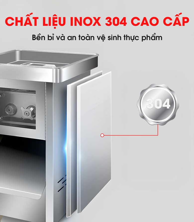 Chất liệu inox 304 cao cấp, bền bỉ và an toàn vệ sinh