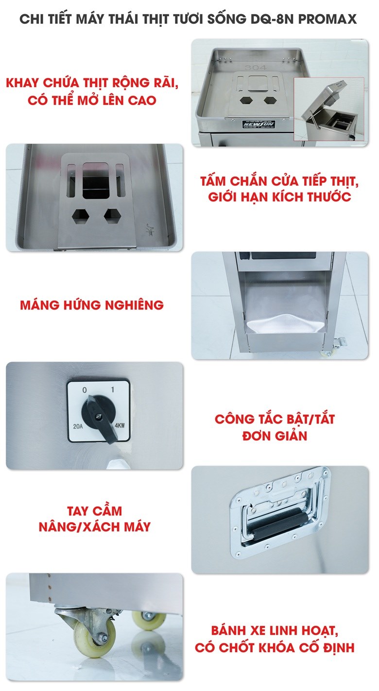 Chi tiết của máy thái thịt tươi sống DQ-8N PROMAX