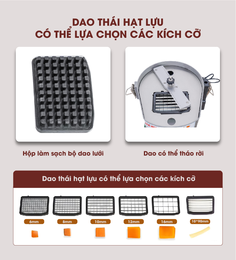 Có thể đặt mua thêm các bộ dao hạt lựu kích cỡ khác Có thể đặt mua thêm các bộ dao hạt lựu kích cỡ khác