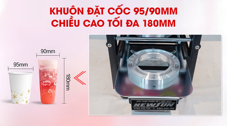 Sử dụng với nhiều loại kích cỡ cốc