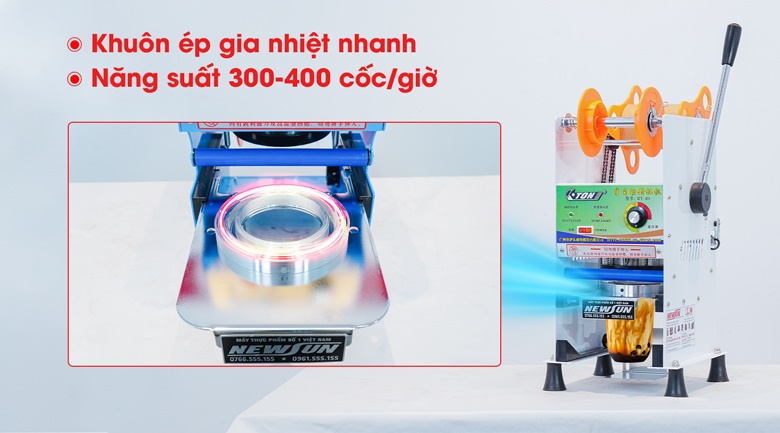 Năng suất đạt 300-400 cốc/giờ