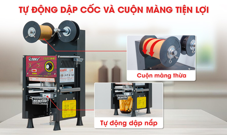 Tự động dập nắp và cuộn màng