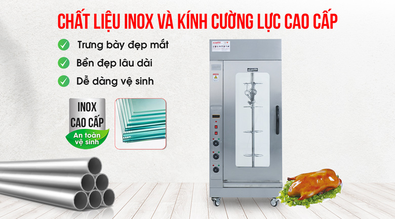 Chất liệu inox và kính cường lực cao cấp