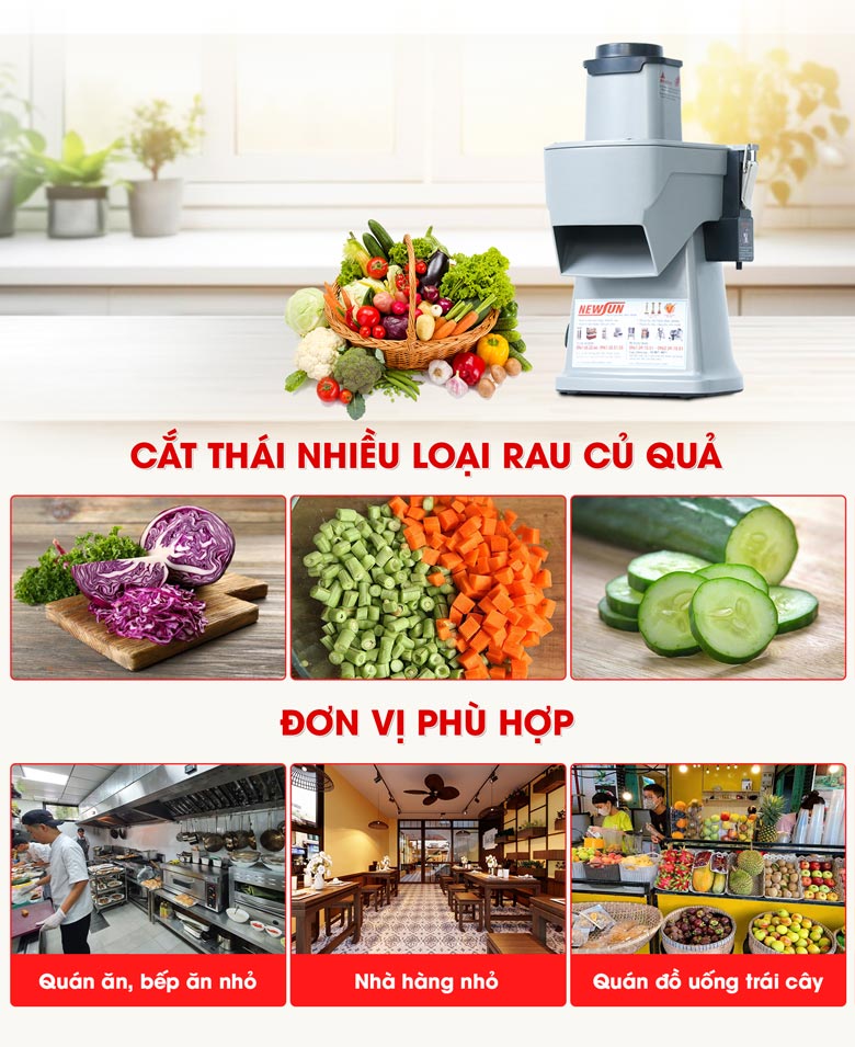 Máy cắt rau củ quả VC-30 phù hợp với nhiều đơn vị kinh doanh nhỏ