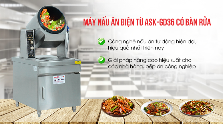 Máy nấu ăn tự động kèm bàn rửa ASK-GD36