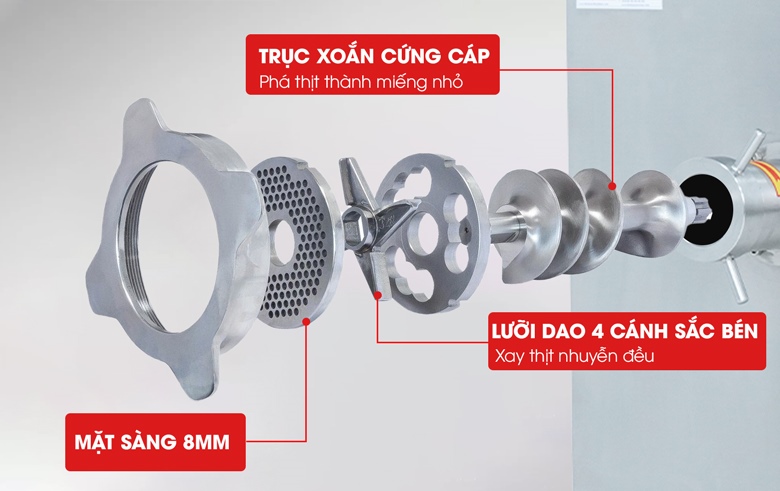 Bộ dao sắc bén gồm trục xoắn, lưỡi dao và mặt sàng 8mm