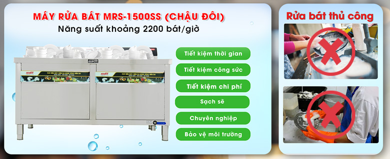 Sử dụng máy rửa bát MRS-1500SS chậu đôi mang đến nhiều tiện ích vượt trội