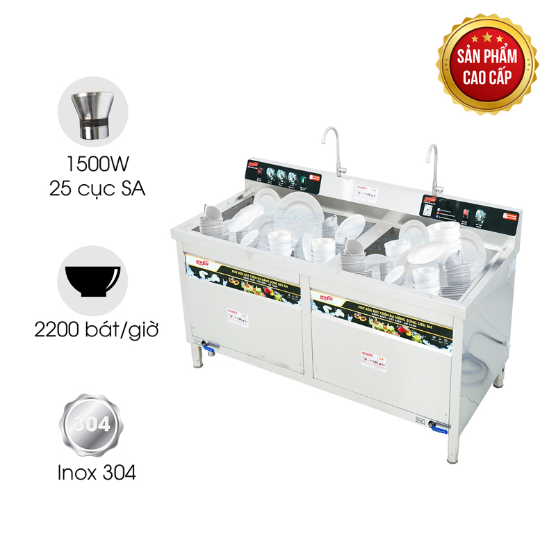 Máy rửa bát siêu âm cao cấp MRS-1500SS (chậu đôi)