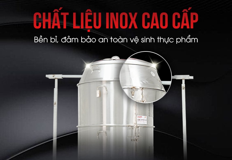 Lò quay heo chế tạo từ inox cao cấp, chống han gỉ và chịu nhiệt tốt