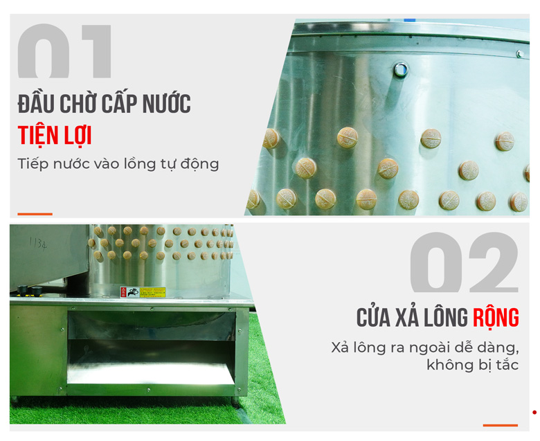 Đầu chờ cấp nước và cửa xả lông tiện lợi