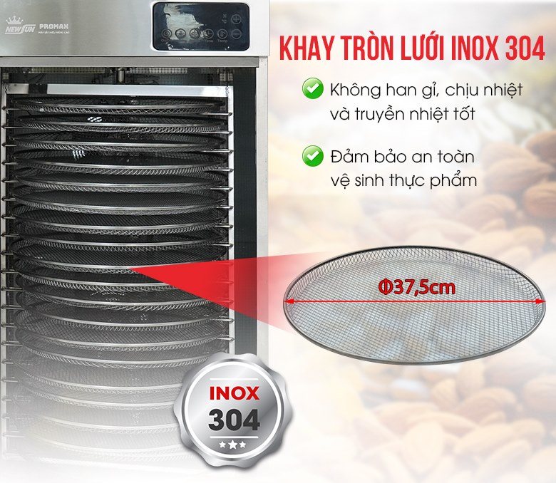 Khay sấy tròn bằng inox 304 cao cấp, đường kính 37,5cm