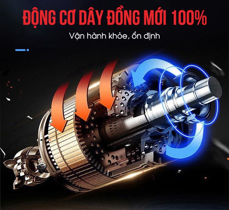 Động cơ dây đồng mới 100% vận hành khỏe khoắn, ổn định