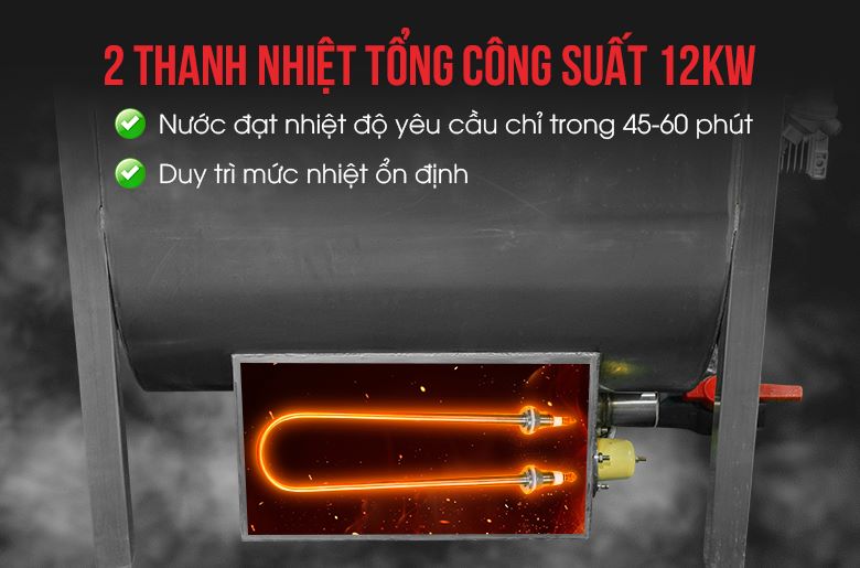 Thanh nhiệt công suất lớn giúp nước sôi nhanh