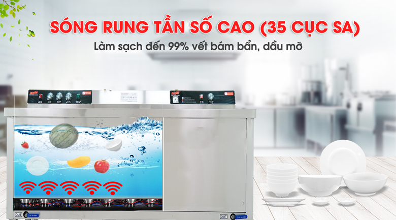 Công nghệ sóng rung tần số cao, rửa sạch vết bẩn đến 99%