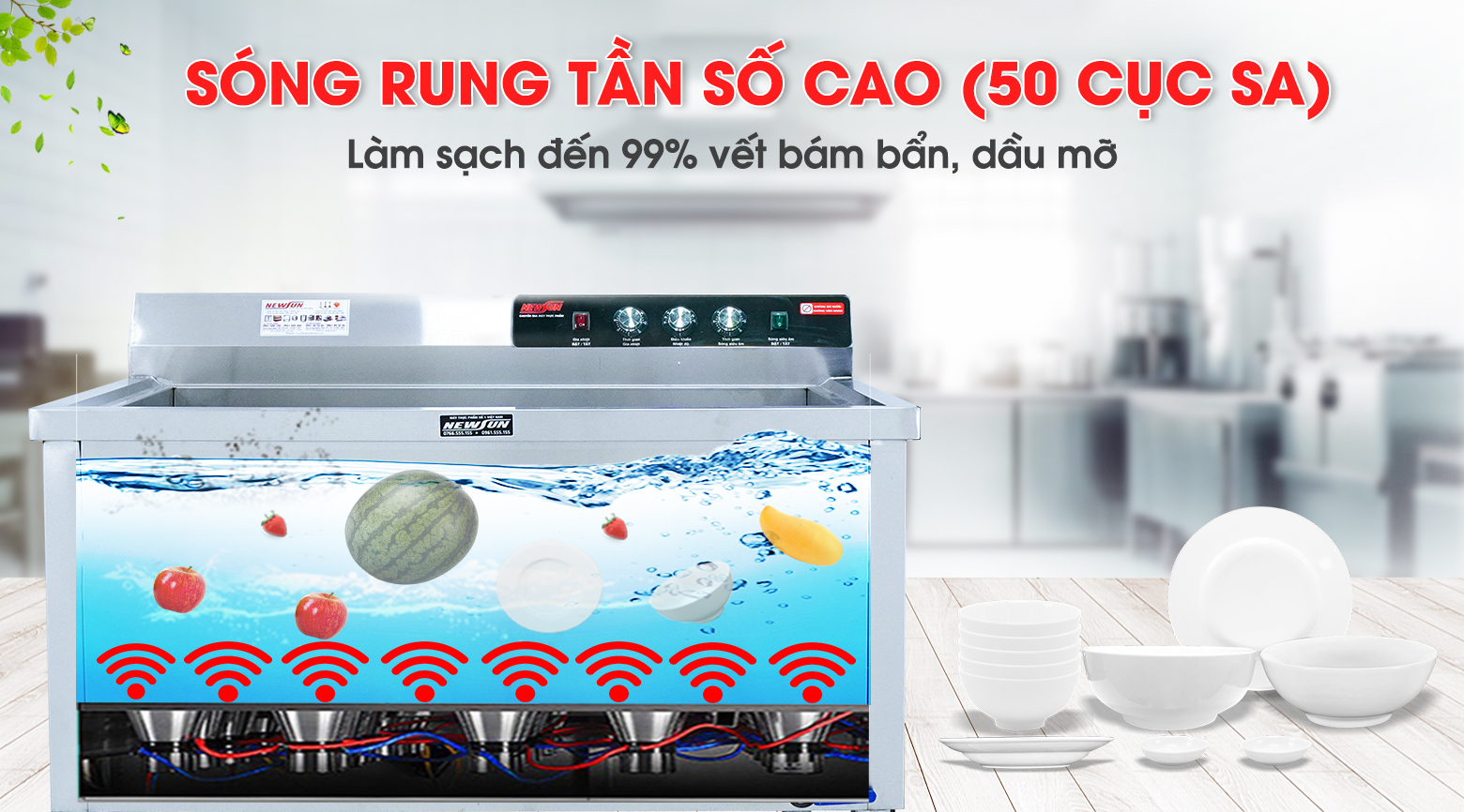 Công nghệ sóng âm hiện đại, rửa sạch 99%