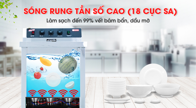 Công nghệ sóng âm tần số cao giúp làm sạch 99% vết bẩn trên bát đĩa