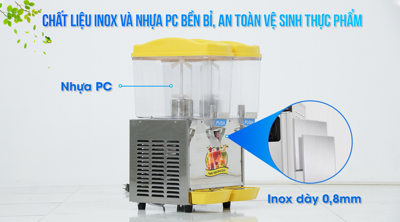 Chất liệu inox cao cấp và nhựa PC bền bỉ 