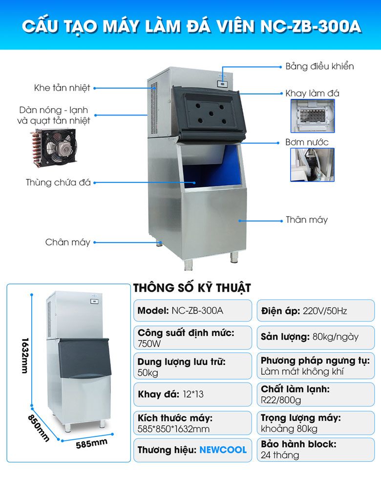 Cấu tạo máy làm đá viên ZB-300A