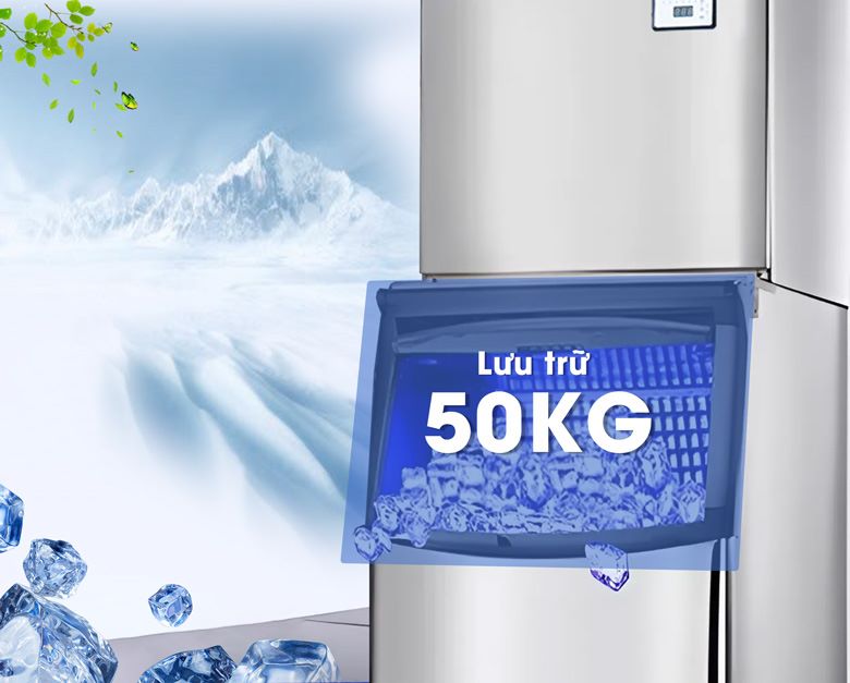 Thùng lưu trữ lớn, chứa được 50kg đá