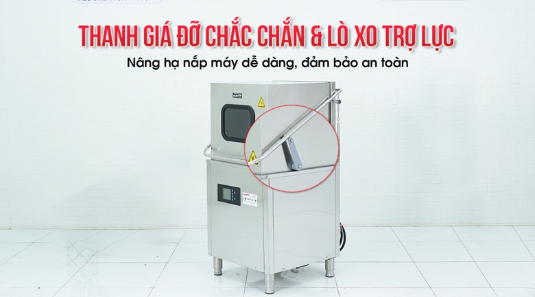 Hệ thống thanh giá đỡ và lò xo trợ lực, nâng hạ nắp máy dễ dàng