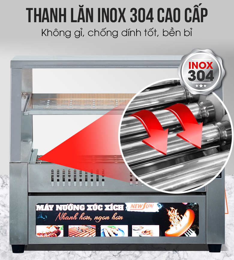 Thanh lăn bằng inox 304 cao cấp không gỉ