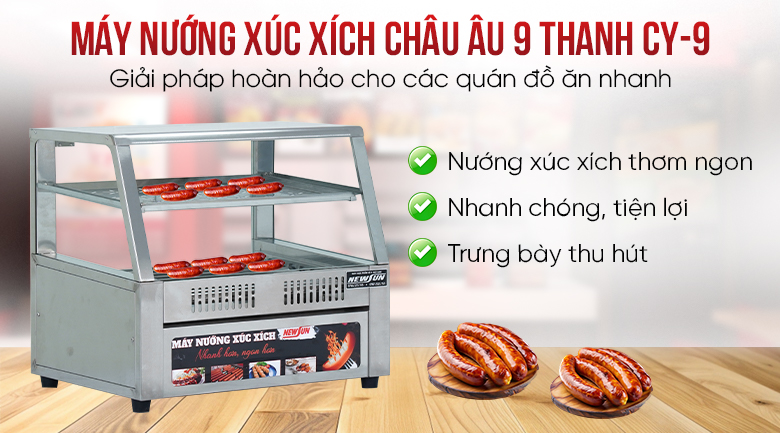 Máy nướng xúc xích Châu Âu 9 thanh CY-9