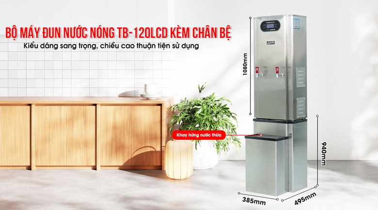 Kiểu dáng máy sang trọng, kèm chân đế cao sử dụng tiện lợi