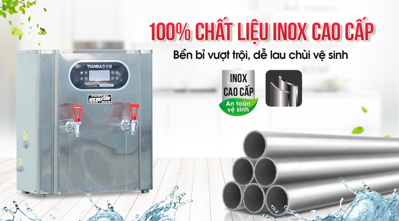 Chất liệu inox cao cấp, sáng bóng, bền đẹp và dễ lau chùi vệ sinh