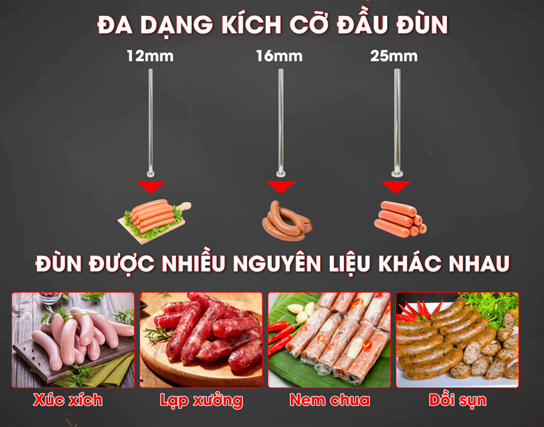 Đa dạng kích cỡ đầu đùn nguyên liệu