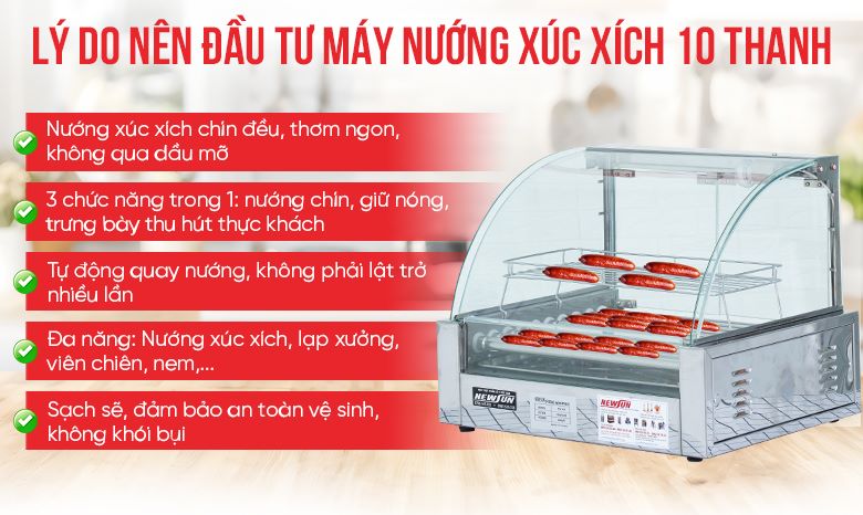 Lợi ích khi sử dụng máy nướng xúc xích 10 thanh