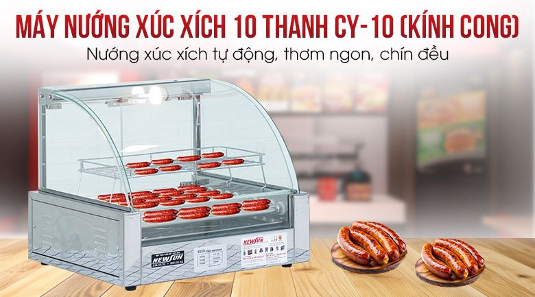 Máy nướng xúc xích 10 thanh CY-10 kính cong