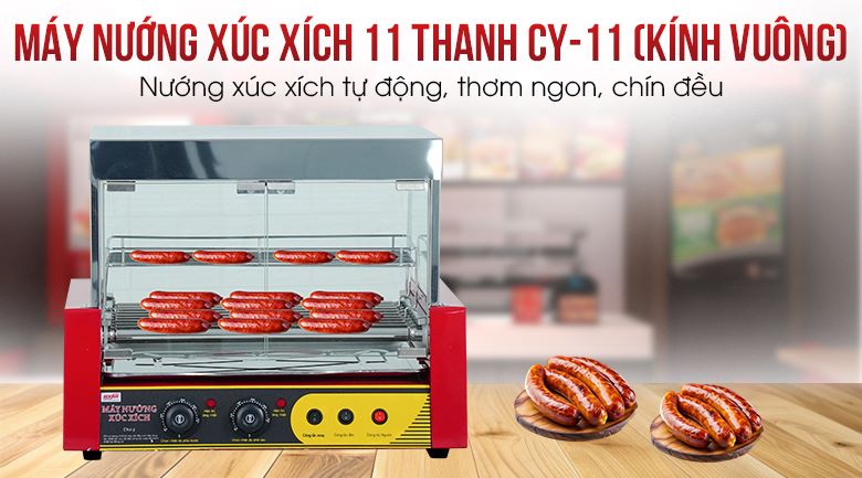 Máy nướng xúc xích 11 thanh CY-11 (kính vuông)