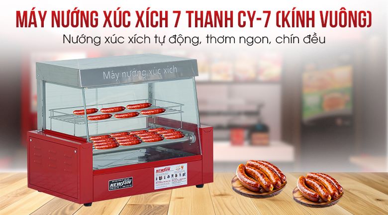 Máy nướng xúc xích 7 thanh CY-7 (kính vuông)