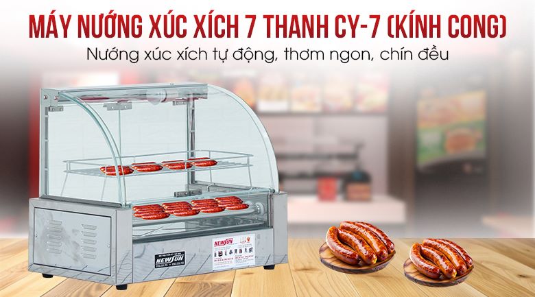 Máy nướng xúc xích 7 thanh CY-7 kính cong