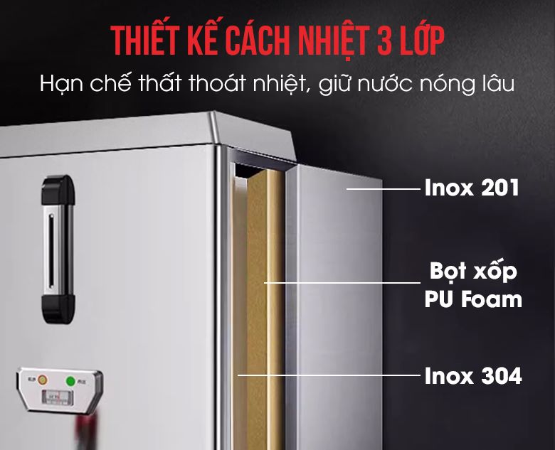 Thiết kế cách nhiệt 3 lớp, hạn chế thất thoát nhiệt