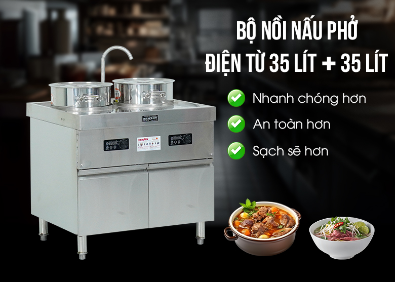 Nồi nấu phở điện từ 35 lít + 35 lít