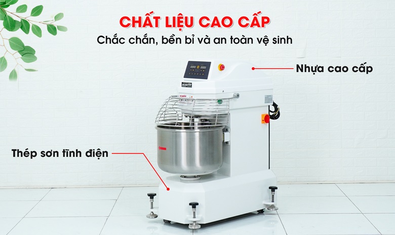 Thân máy chế tạo từ thép sơn tĩnh điện, nắp máy bằng nhựa cao cấp