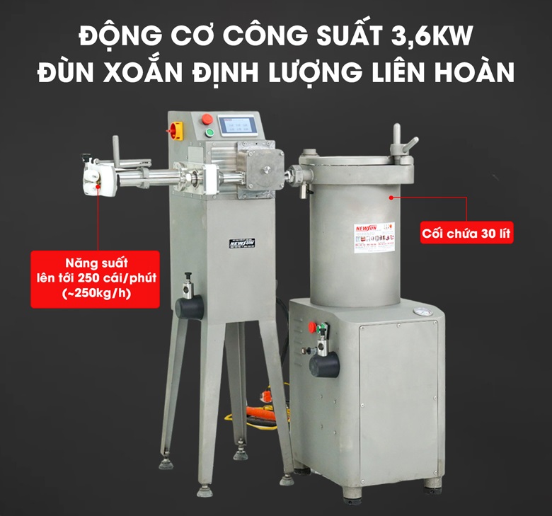 Động cơ công suất lớn, năng suất khủng lên tới 250kg/giờ