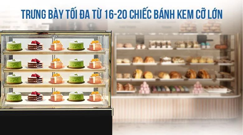 Trưng bày tối đa từ 16-20 chiếc bánh kem cỡ lớn