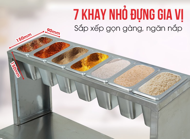 Trang bị 7 khay nhỏ đựng gia vị